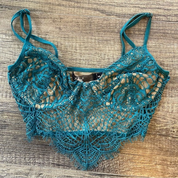 For Love & Lemons Bat Your Lashes Underwire Bra - Jade Size Small - Picture 3 of 16